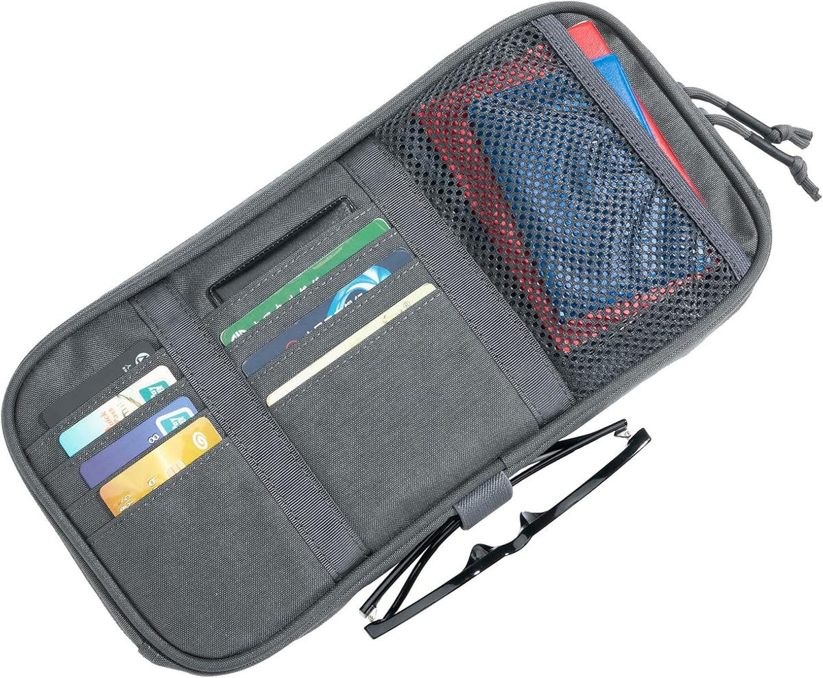 EXCELLENT ELITE SPANKER Car Sun Visor Organizer Auto Interior Accessories Visor Storage Pouch Holder for Car, SUV, Truck with Multi-Pocket(Grey)