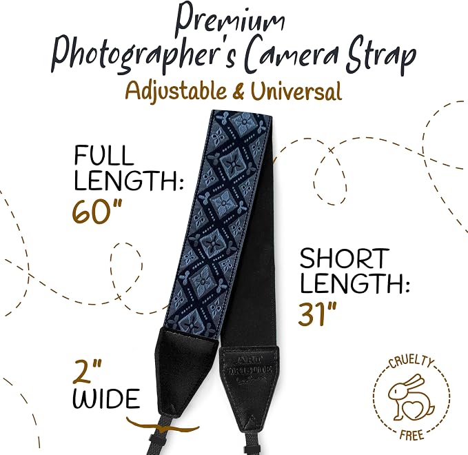 Art Tribute Camera Strap For Photographers Padded Universal Fit Neck Shoulder &