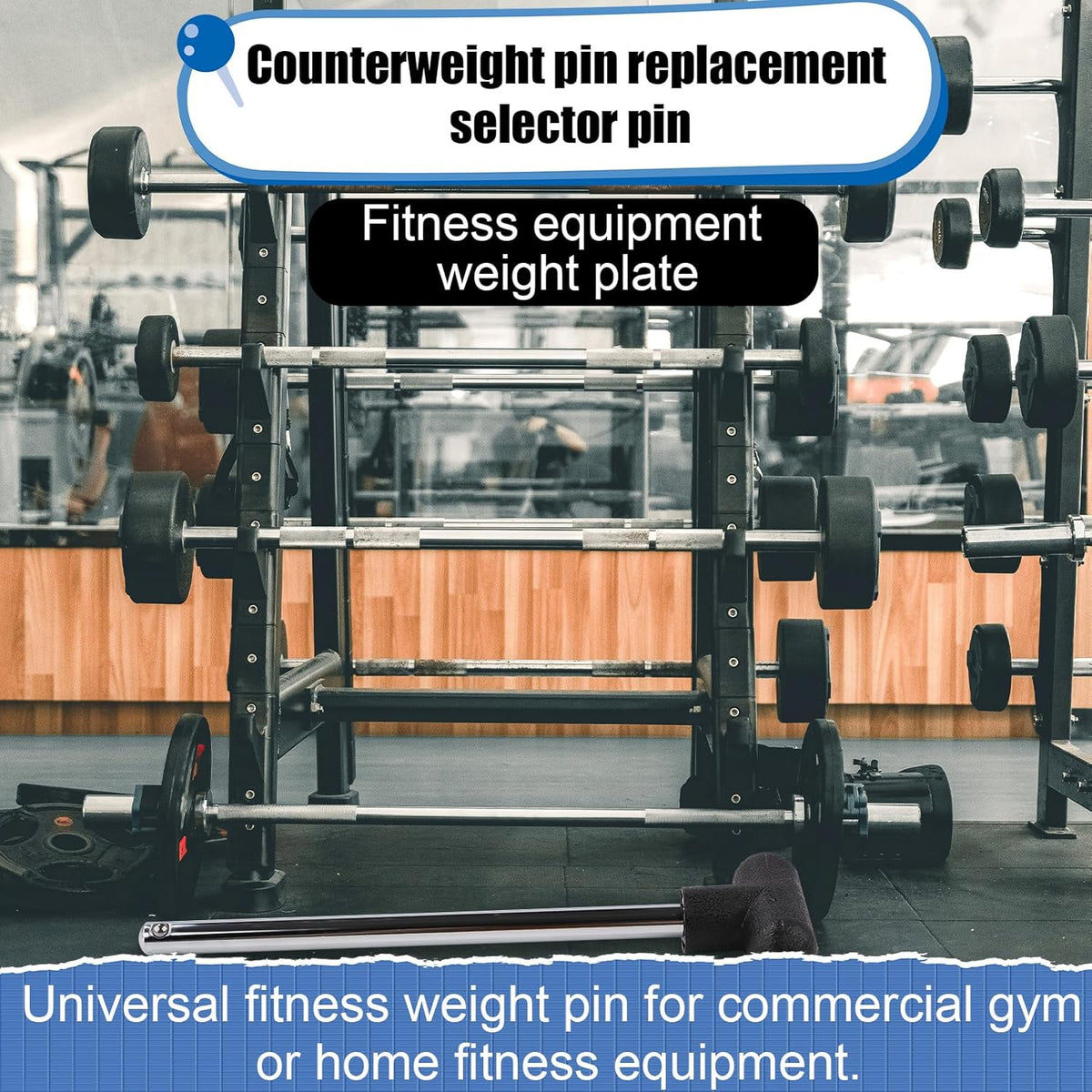 Skiennix T-Shaped Weight Stack Pin - 3/8 Inch Diameter, 6 Inch Locking Space for Gym Machines