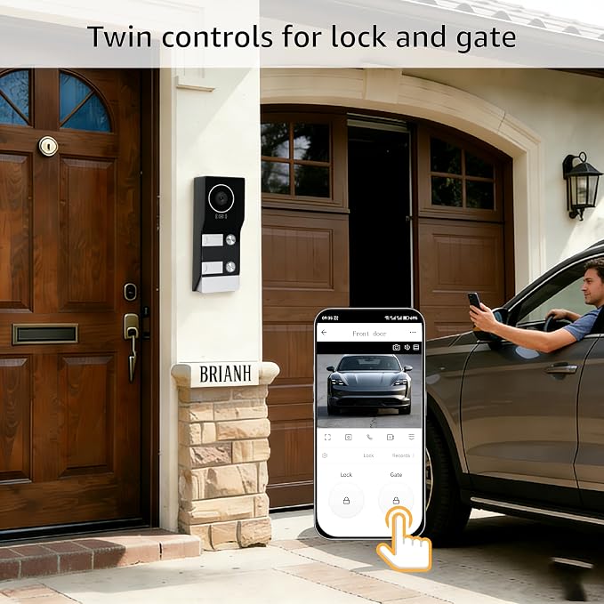 House Video Intercom System for 2 Families, 1080P Wired Video Doorbell