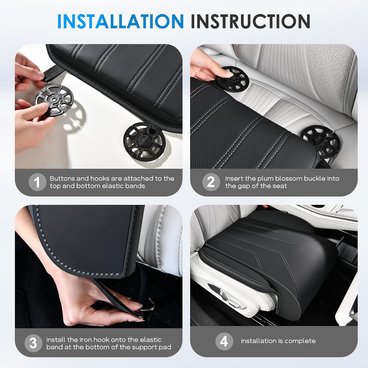 FLORICH Car Seat Extender Leg Support Cushion for Driver Seats Office Chair, Leather Memory Foam Widened seat Cushion for Long Drivers Universal Car Seat Cushion Legs Rest Pads-Dark Black