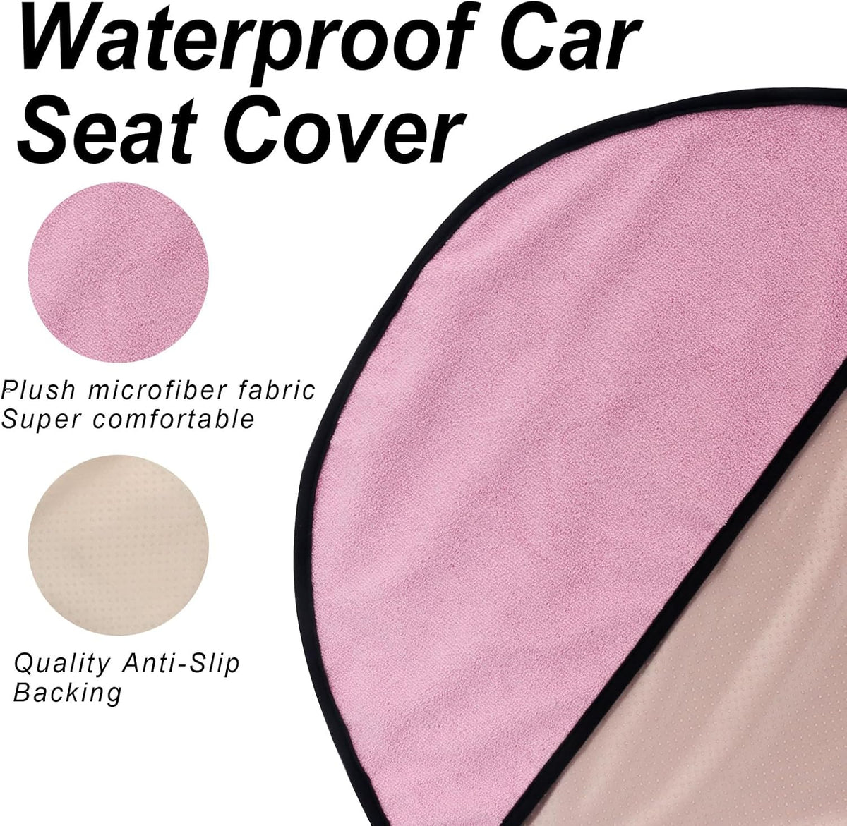 Sweat Towel Car Seat Cover Protector Front Seats for Gym Workout, Running, Swimming, Beach and Hiking, Waterproof Universal Seat Cover for Car, Trucks, Van & SUV (2, Pink, Front)