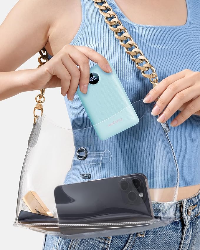 Mini Portable Charger with Built-in Cables 20W Fast Charging Power Bank USB-C Small Battery Pack 10000mAh Travel Essential Slim Battery for iPhone 17/16/15/14, Samsung 25/24, and More