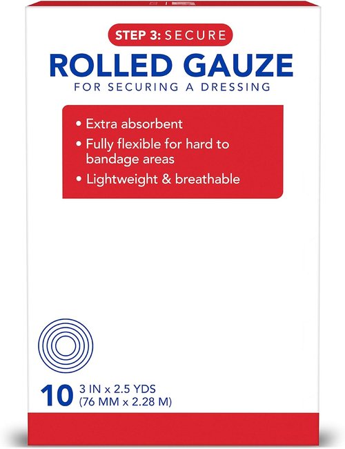 All Health Rolled Gauze Pads - 3" X 2.5 Yds for Wound Care | 10 Count, White
