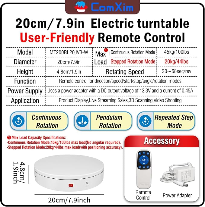 Remote Motorized Electric Turntable Rotating Display Stand Spinning Rotating