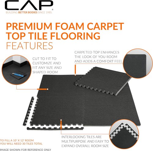 CAP Barbell Interlocking EVA Foam Puzzle Mat Tiles - 24" x 24" x 1/2" | Durable & Versatile Colors