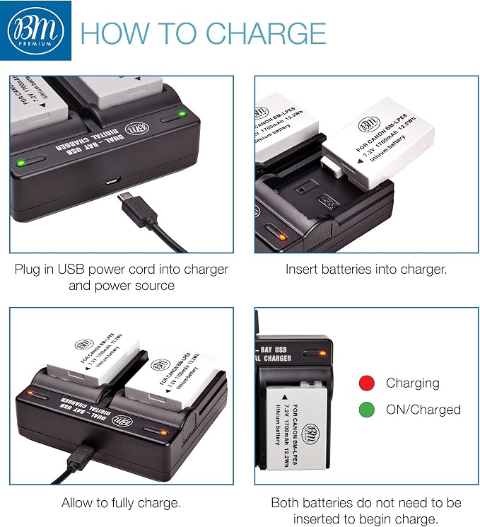BM Premium 2-Pack LP-E8 Batteries and Dual Battery Charger Kit