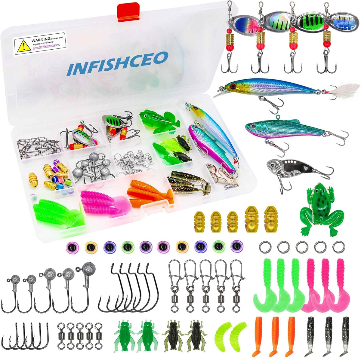 Skiennix Fishing Lure Tackle Set - Complete Kit for Saltwater & Freshwater Bass Fishing | Includes Jig Hooks, Spoon Lures & More