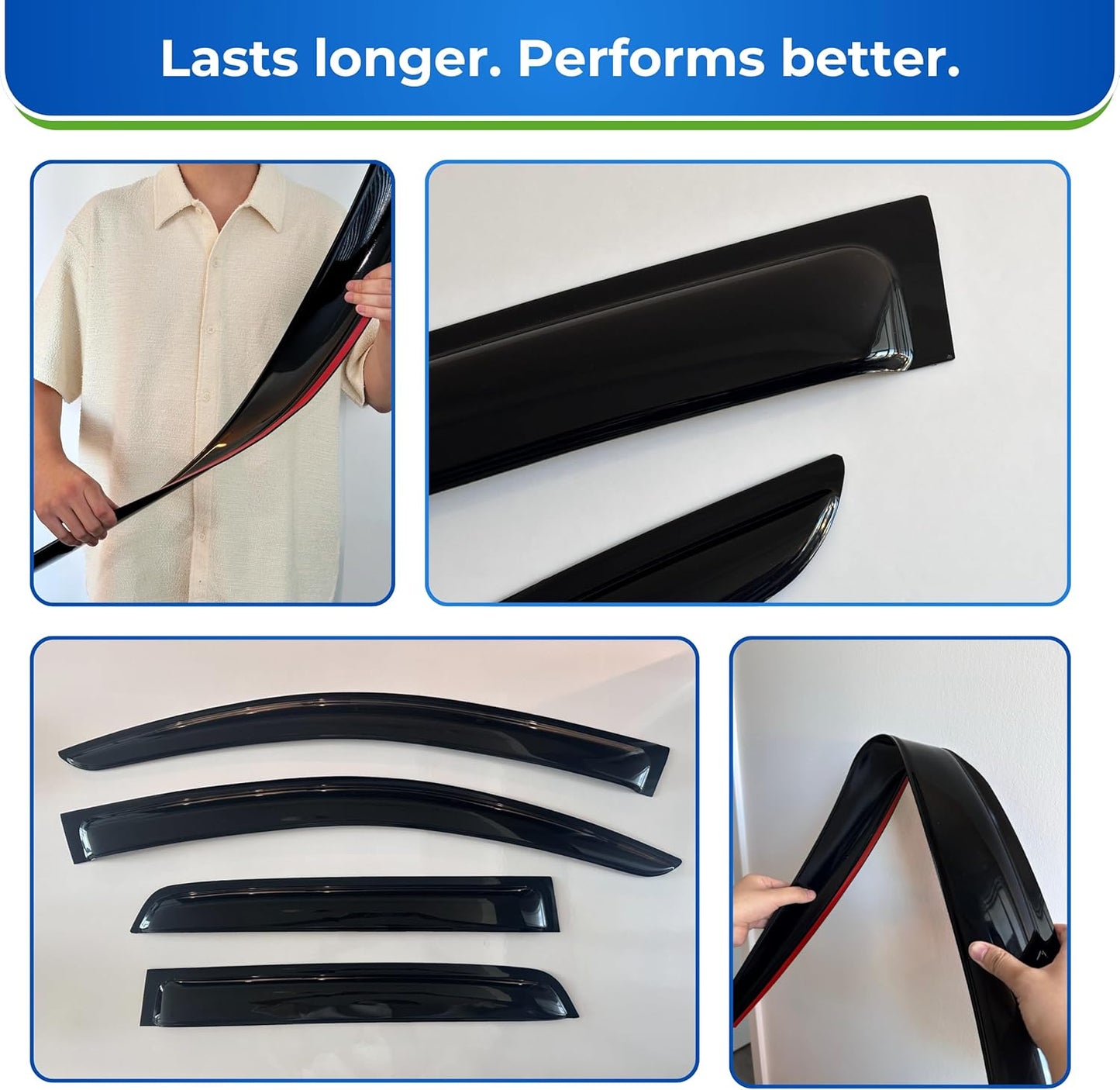 KPY Window Visor Compatible with Toyota Prius C 2012-2019 (Model C Only), 4PC Rain Guard Side Window Vent Deflectors Tape-On Style, 2012 2013 2014 2015 2016 2017 2018 2019