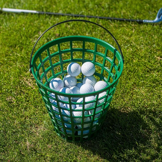 YARNOW Golf Ball Basket with Handle Nylon Golf Ball Container Golf Ball Bin (Green, Golf Balls are Excluded)