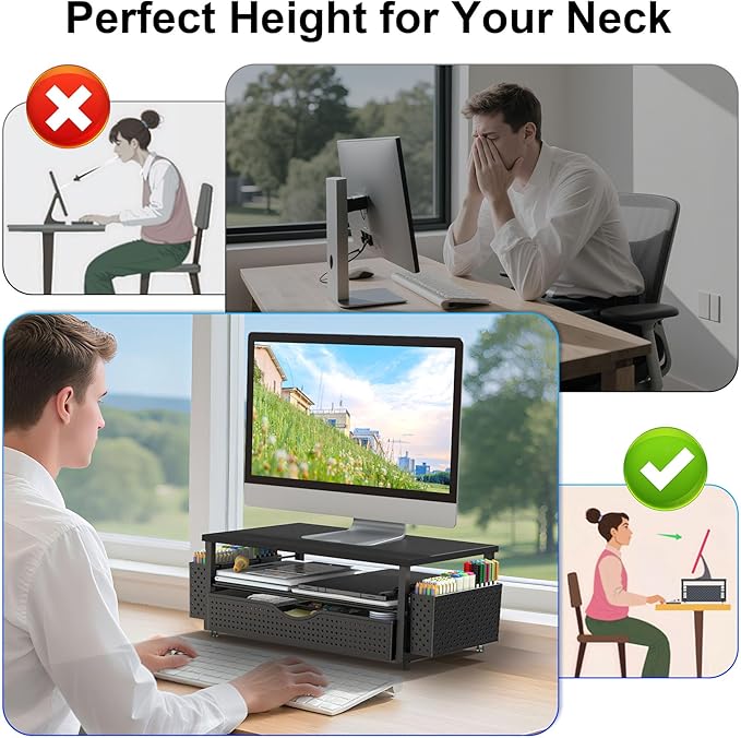 Spacrea Desk Organizer and Accessories, Computer Monitor Stand Riser