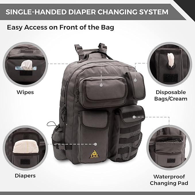 Sling Diaper Bag for Dad; Single-handed Diaper Changing System. Changing Pad and much more included