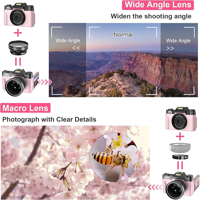 VETEK Digital Cameras for Photography, 4K 48MP Vlogging Camera 16X Digital Zoom