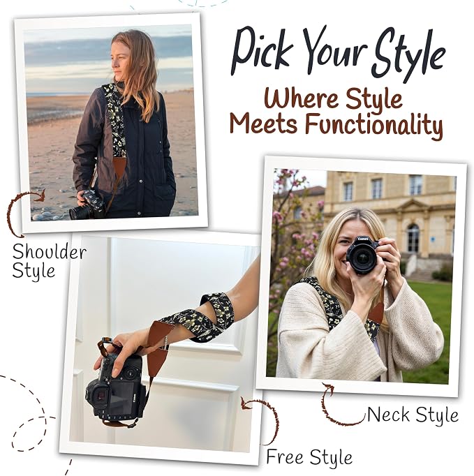 Art Tribute Camera Strap, Vintage Embroidered Neck Shoulder & Crossbody Camera