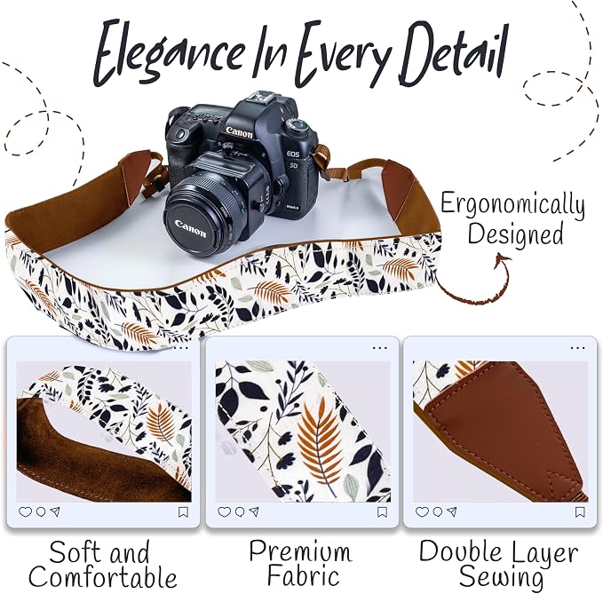 Art Tribute Camera Strap, Vintage Embroidered Neck Shoulder & Crossbody Camera