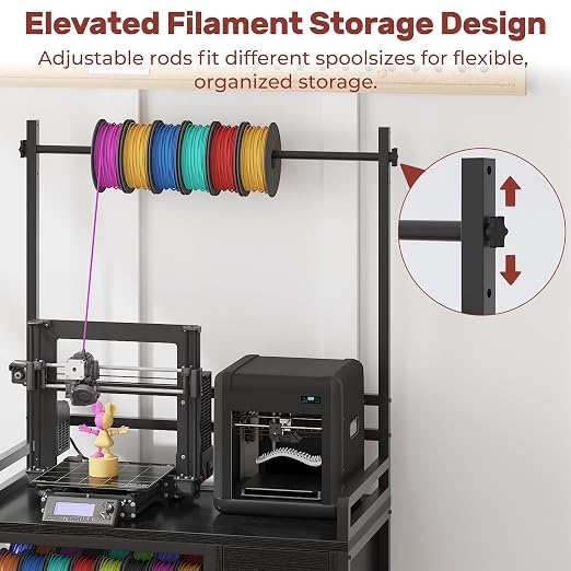 3D Printer Stand with Filament Storage – Tall 66" Heavy Duty Metal 3D Printer