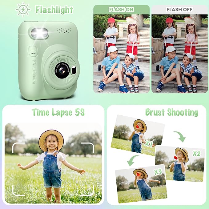 Kids Camera Instant Print, 3.0" HD 32MP 1080P Toddler Digital Camera