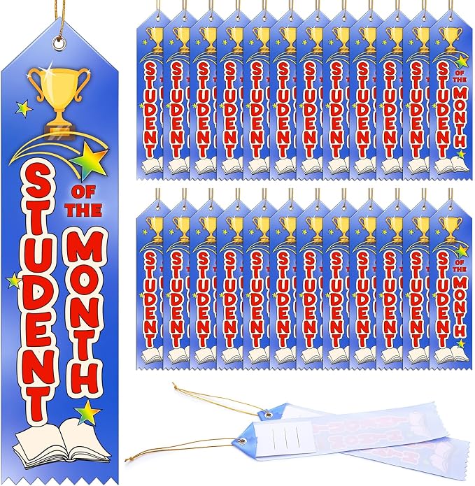 Wavwavw 100 Pcs Student of the Month Award Ribbons Bulk 8" x 2" Prizes Ribbons