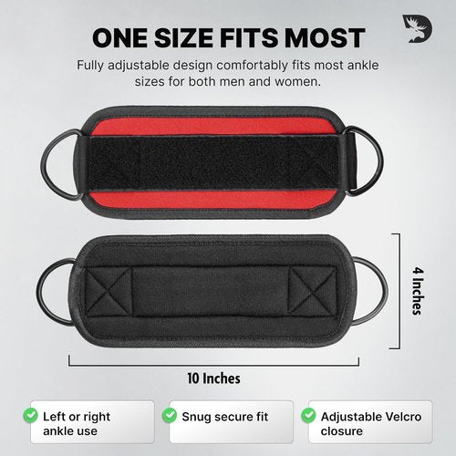DMoose Fitness Ankle Strap - Premium Padded Cuffs for Cable Machines | One Size Fits All for Booty & Leg Workouts