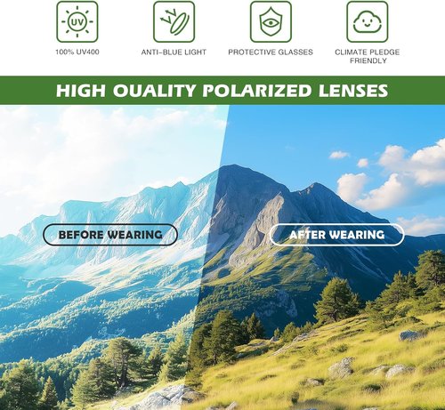 Fanshen Polarized Sports Sunglasses - Lightweight UV Protection for Men | Ideal for Driving, Fishing, Golf, Cycling
