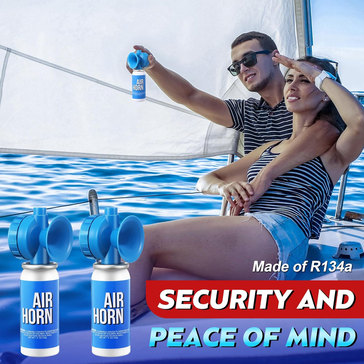 Saillong Marine Boat Air Horn - Loud 1.4oz Safety Horn for Emergency Use | Compact Design for Boating & Events