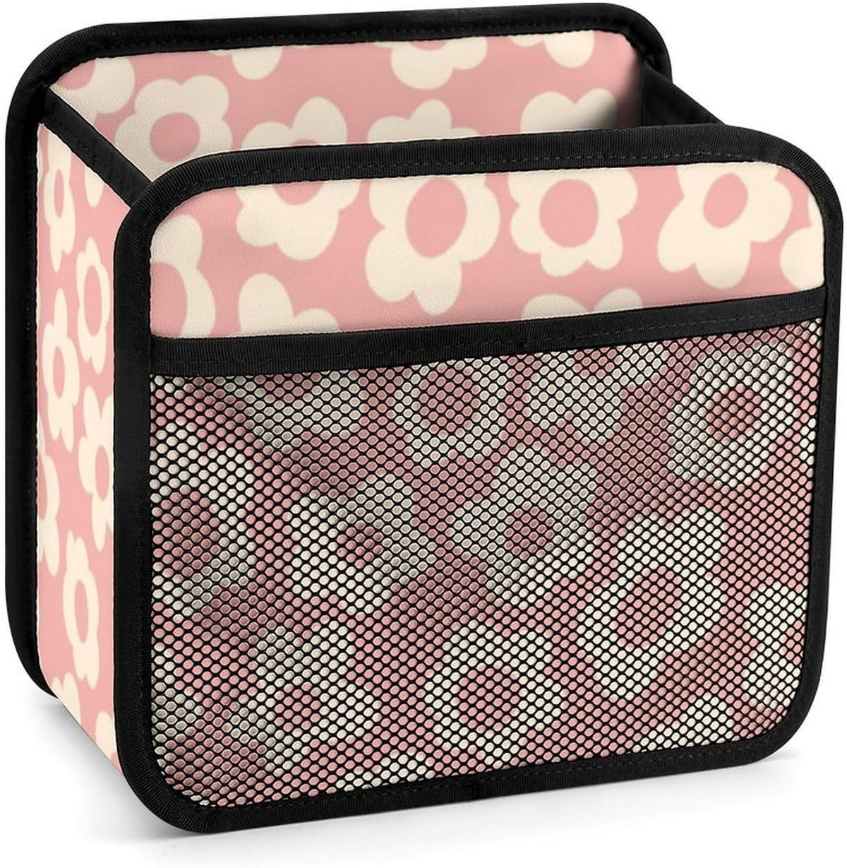 Car Backseat Organizer - Cute Aesthetic Car Storage Bin with Mesh Pocket & Reinforced Base - Universal Fit Hanging Seat Back Accessories for Women (Pink)