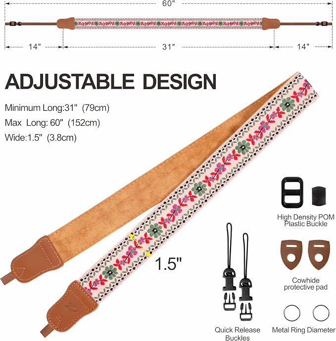 Padwa Lifestyle Embroidered Floral Camera Strap