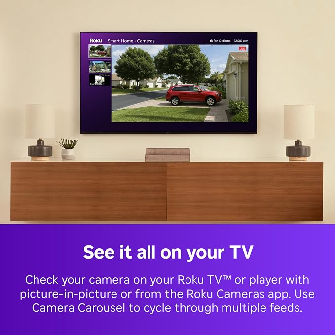 Roku Wireless Battery Security Camera 2025, Indoor/Outdoor Weather‑Resistant