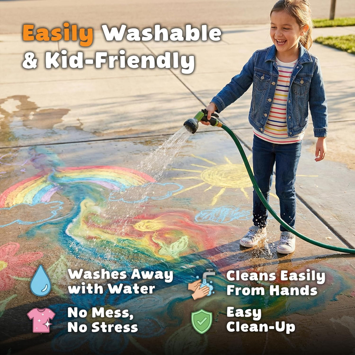 Skiennix 24 PCS Sidewalk Chalk - Non-Toxic Jumbo Colors for Kids | Washable & Easy to Store