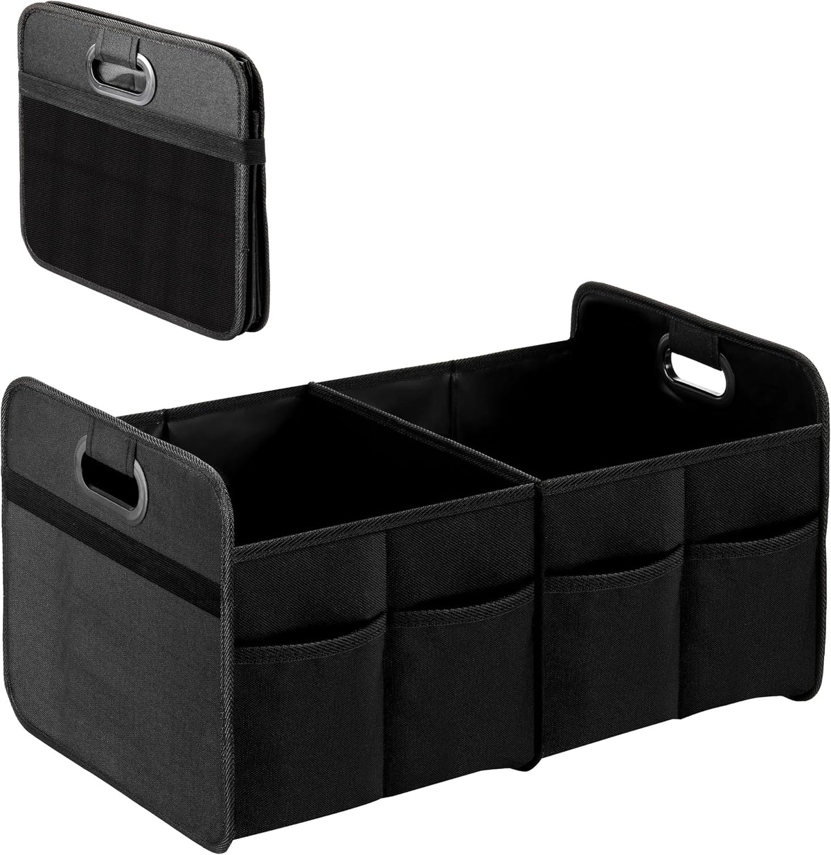 YSSOA 2 Compartments Car Trunk Organizer, 600D Waterproof Oxford Polyester Car Storage, Anti-slip 14" D x 22" W x 12" H Collapsible Trunk Storage, Suitable for SUV, Minivan, Truck, Red