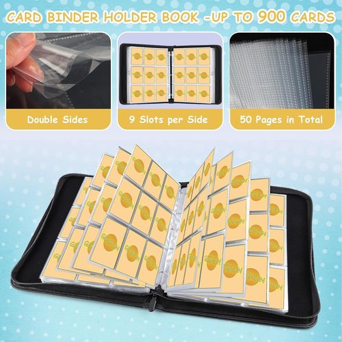 Baseball Card Binder - 900 Pockets Trading Card Holder with Sleeves | Compatible with Topps Cards