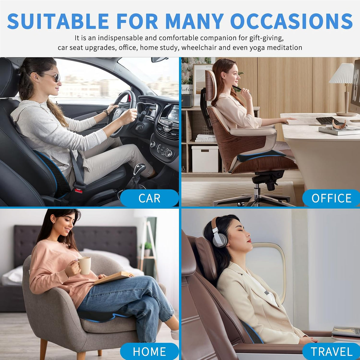 Nilight Car Seat Cushion Black Mesh Memory Foam Wedge Breathable Comfortable for Daily Driving Working Sciatica and Tailbone Pain Relief Improves Drive Visibility
