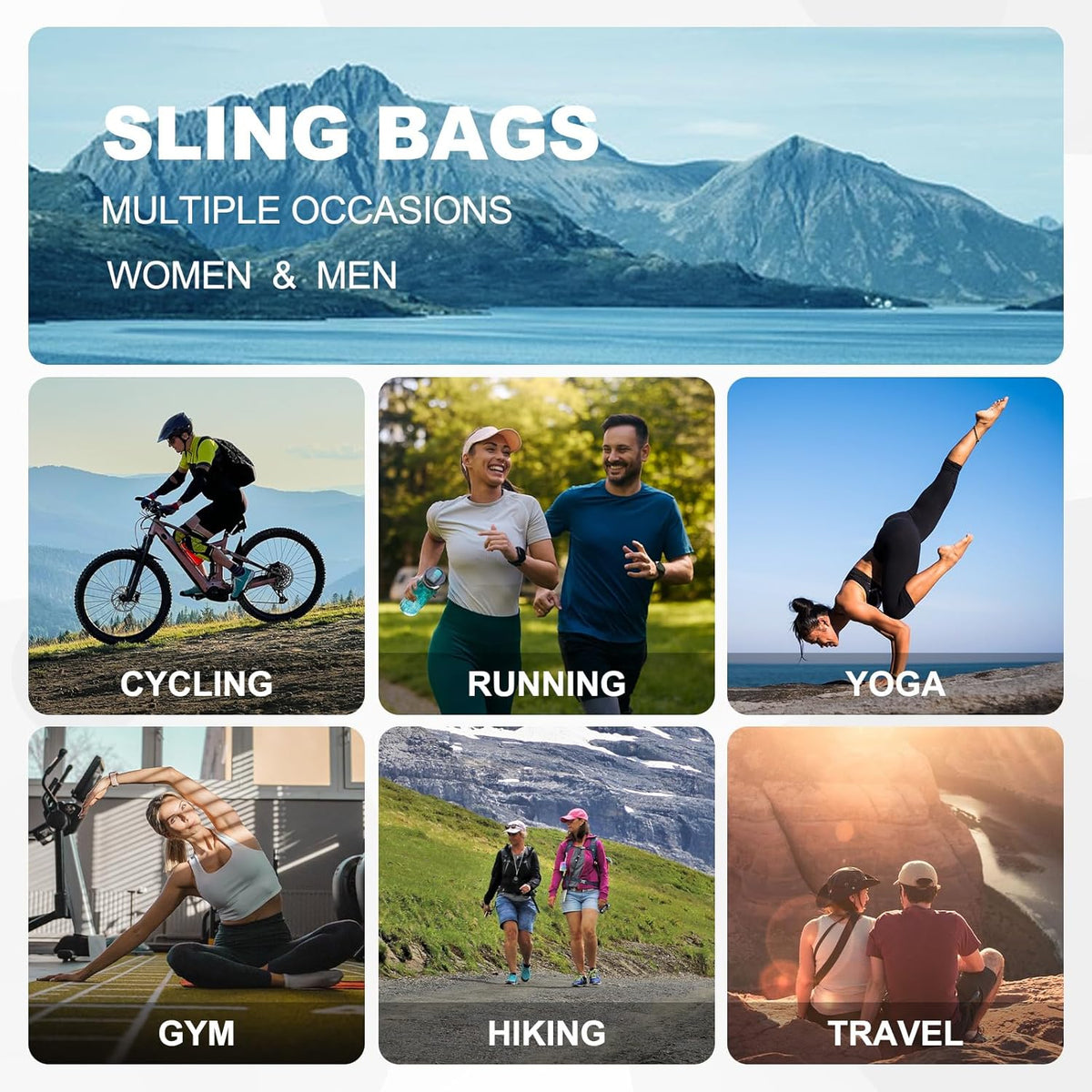 Skiennix Convertible Sling Bag - Lightweight Crossbody Backpack for 7.9" Tablet | Casual Travel & Hiking (Blue)