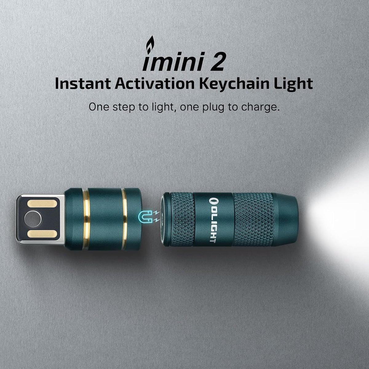 OLIGHT 2 Pack IMINI 2 EDC Rechargeable Keychain Flashlight, 50 Lumens Compact and Portable Mini LED Keyring Lights with Built-in Battery Ideal for Everyday Carry and Emergencies（Black+Dream Blue）