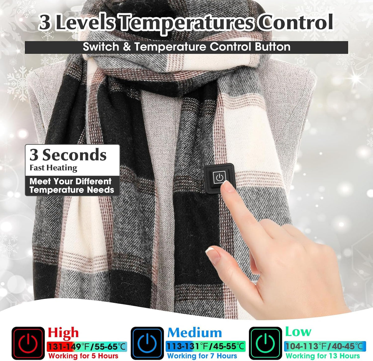 Skiennix Heated Scarf - Rechargeable Neck Warmer for Women & Men | Intelligent Electric Heating, Winter Warmth