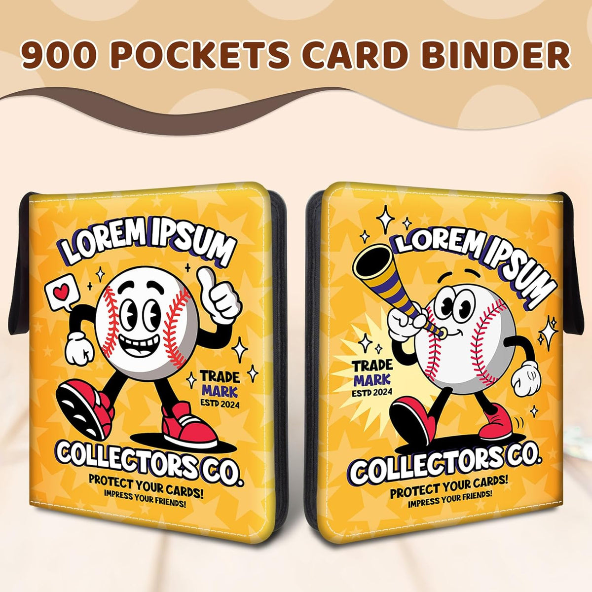 Wazzio 900 Pocket Baseball Card Binder - Durable Trading Card Storage Album with 50 Pages | Perfect Gift for Collectors