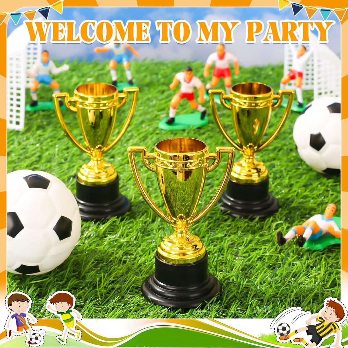 Skiennix Mini Trophies - Bulk Plastic Gold Trophy Cups for Kids' Sports Tournaments | 3.4 Inches