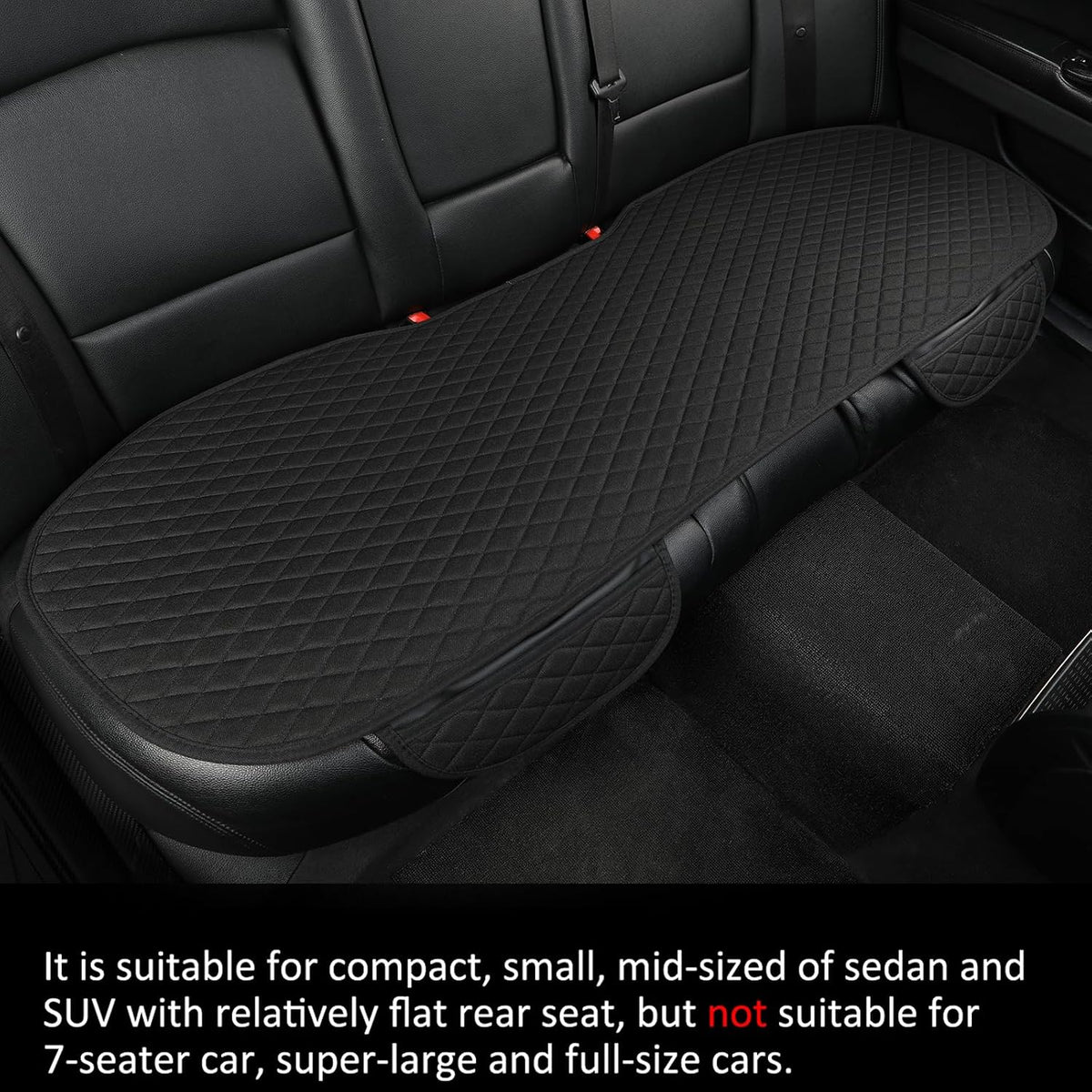 West Llama Linen Car Seat Covers,Bottom Seat Covers for Cars Include 1 Pair Front Driver Seat Pad Mat and 1 Rear Bench Cover Universal Fits 90% Vehicles,SUVs,Cars,Sedans(3Piece-Black)