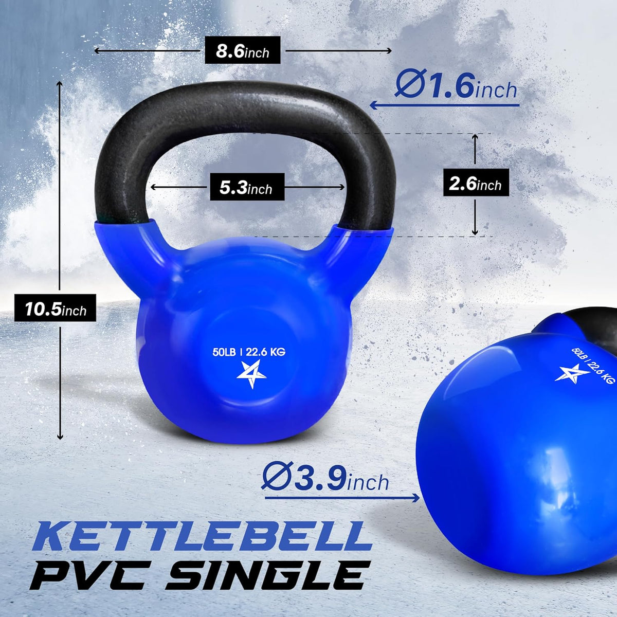 Yes4All Kettlebell - Vinyl Coated Cast Iron for Strength Training | 5-100 LB for Home Gym Workouts