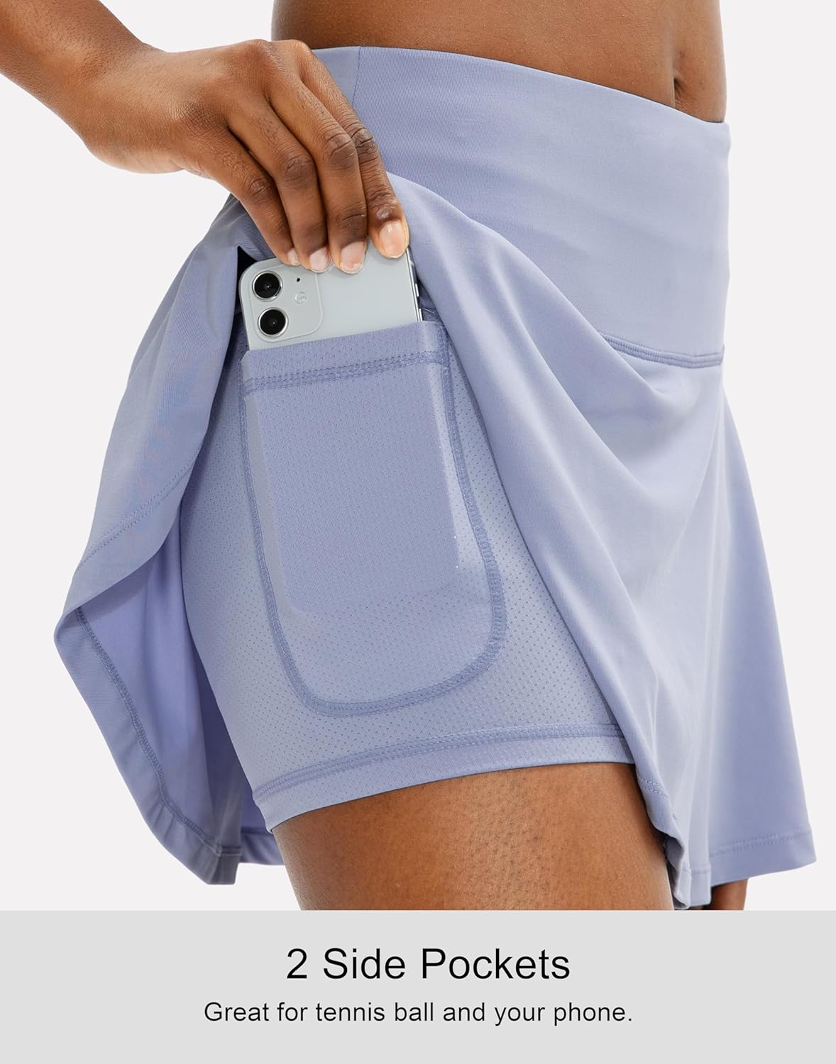 SANTINY Women's High Waisted Pleated Tennis Skirt - 4 Pockets for Golf & Casual Wear