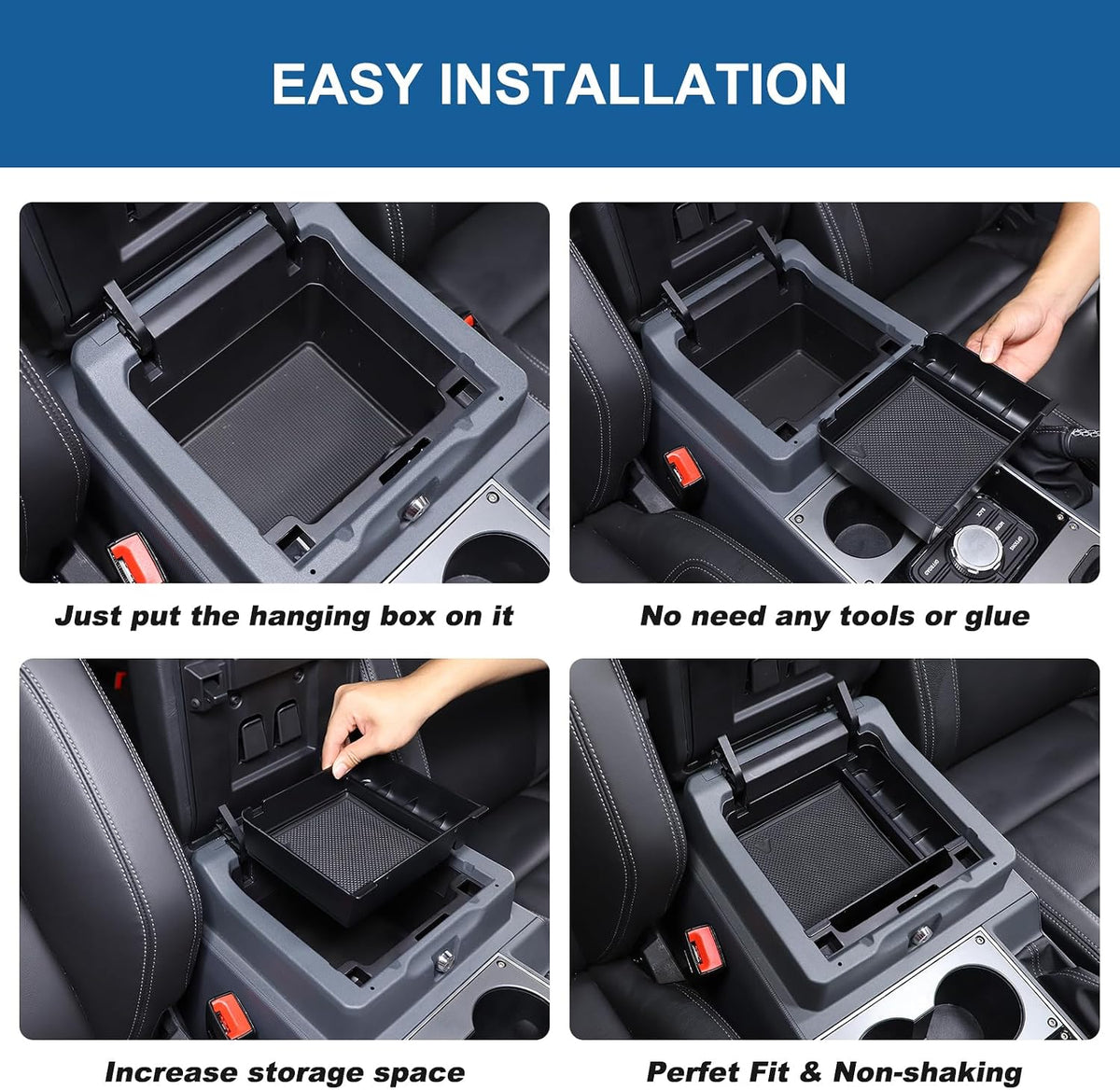 Center Console Organizer Tray Armrest Storage Box Compatible with INEOS Grenadier 2020-2026 Non-Slip Center Console Tray Armrest Secondary Storage Tray Phone Key Organizer Container