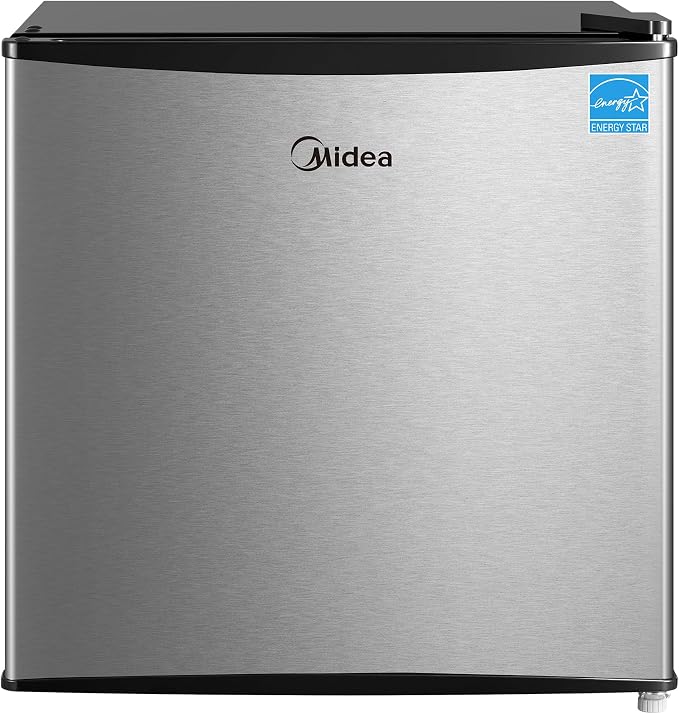 Midea 1.7 Cu.ft Mini Fridge, Energy Star Certified, Low Noise for Bedroom | Adjustable Thermostat, Reversible Door,Ideal for Dorm, Office,Steel Gray