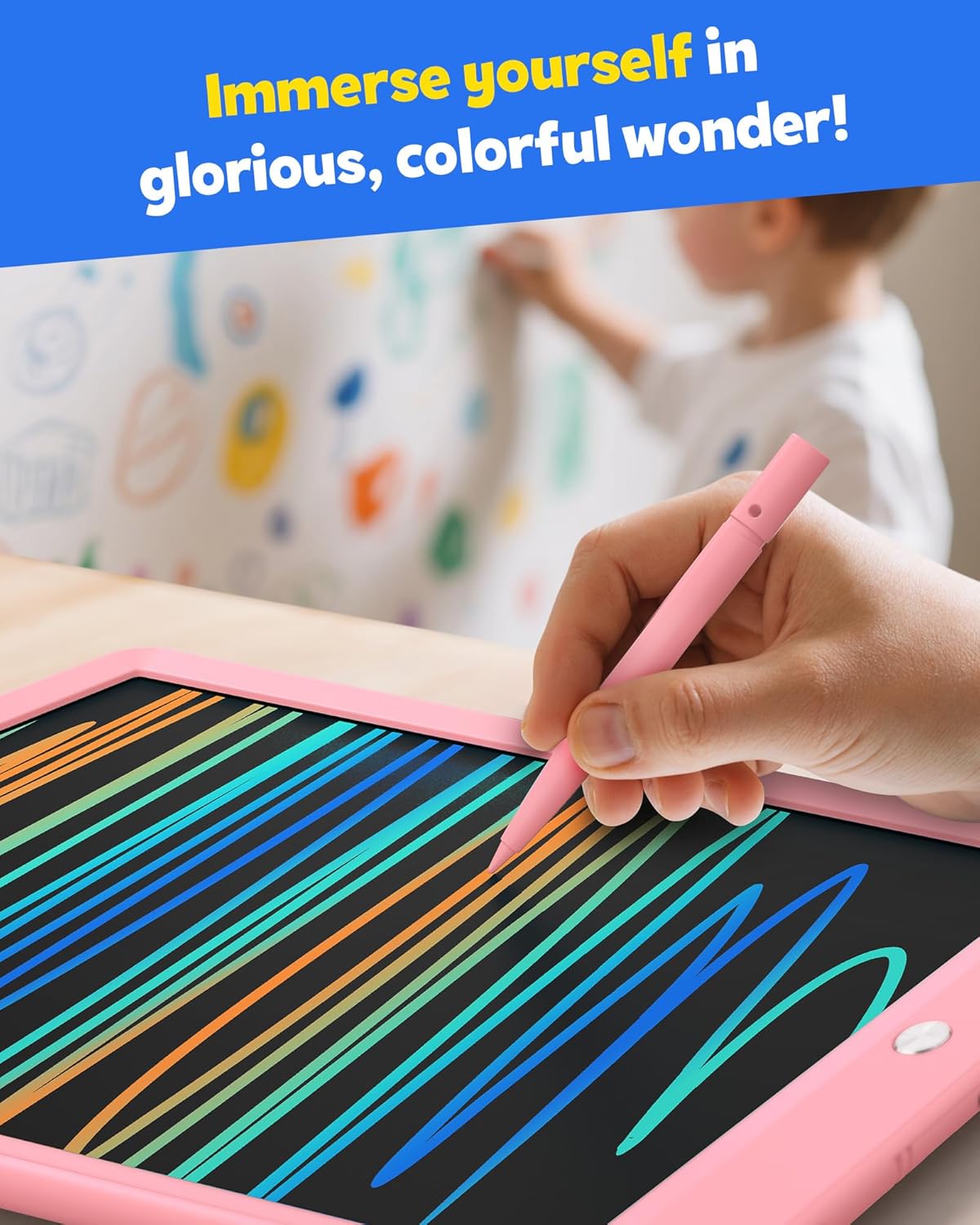 TEKFUN LCD Writing Tablet - 10-Inch Mess-Free Doodle Board for Kids | Perfect Easter Gift (Pink)