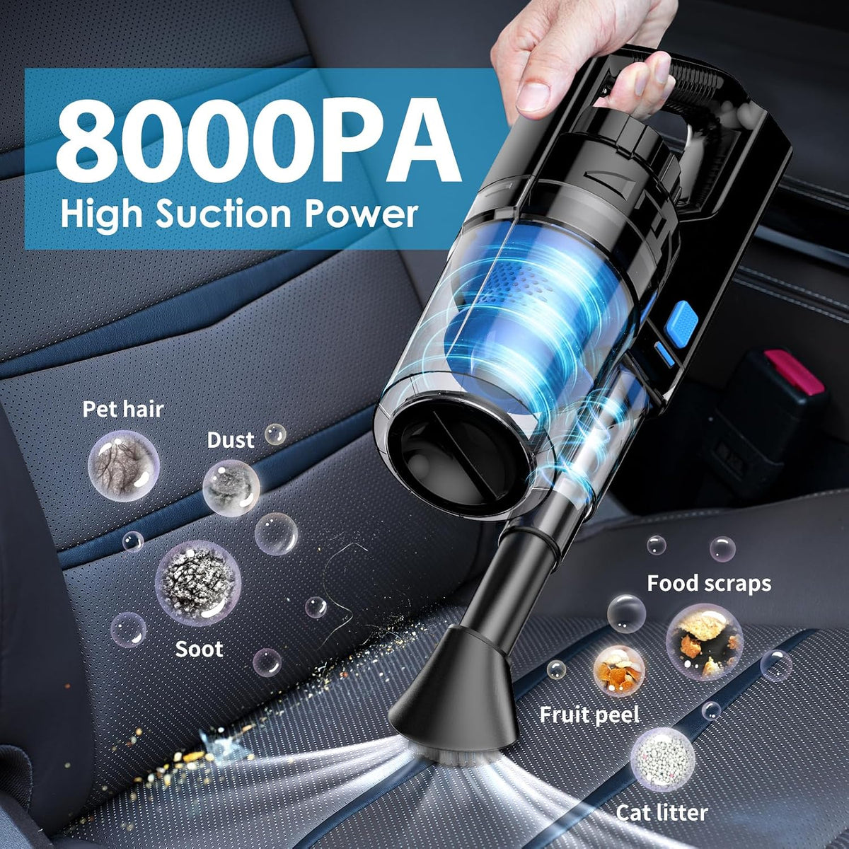 17pcs Car Detailing Kit Interior Cleaner, Car Interior Cleaning Kit with Handheld Car Vacuum, Car Detailing Brushes, Windshield Cleaning Tool, Car Cleaning Supplies, Car Accessories for Men, Women
