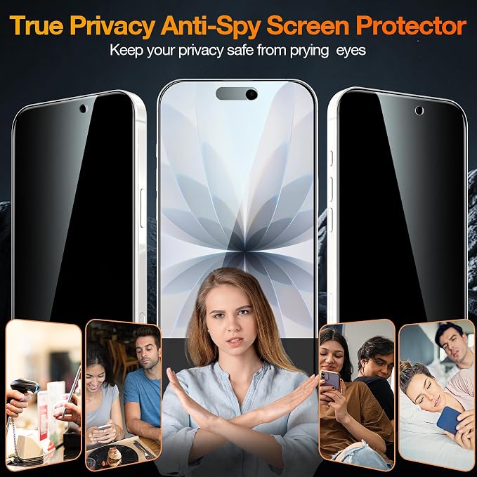 YMHML 3 Pack Compatible for iPhone 17 Privacy Screen Protector Tempered Glass +