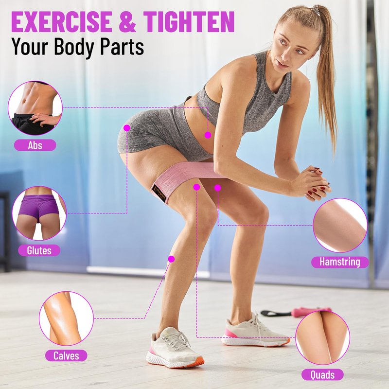 OrangeSpark Resistance Bands – Premium Workout Bands for Women & Men, 3-Piece Stretch Band Set for Glutes, Legs, Pilates & Strength Training (Pink)