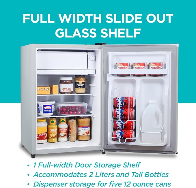 BLACK+DECKER 2.5 Cu. Ft. Compact Refrigerator, BCRK25V, Stainless Look | Energy Star Certified, Single Door Mini Fridge with Chiller Compartment, Personal Fridge for Home or Dorm, R600a Refrigerant