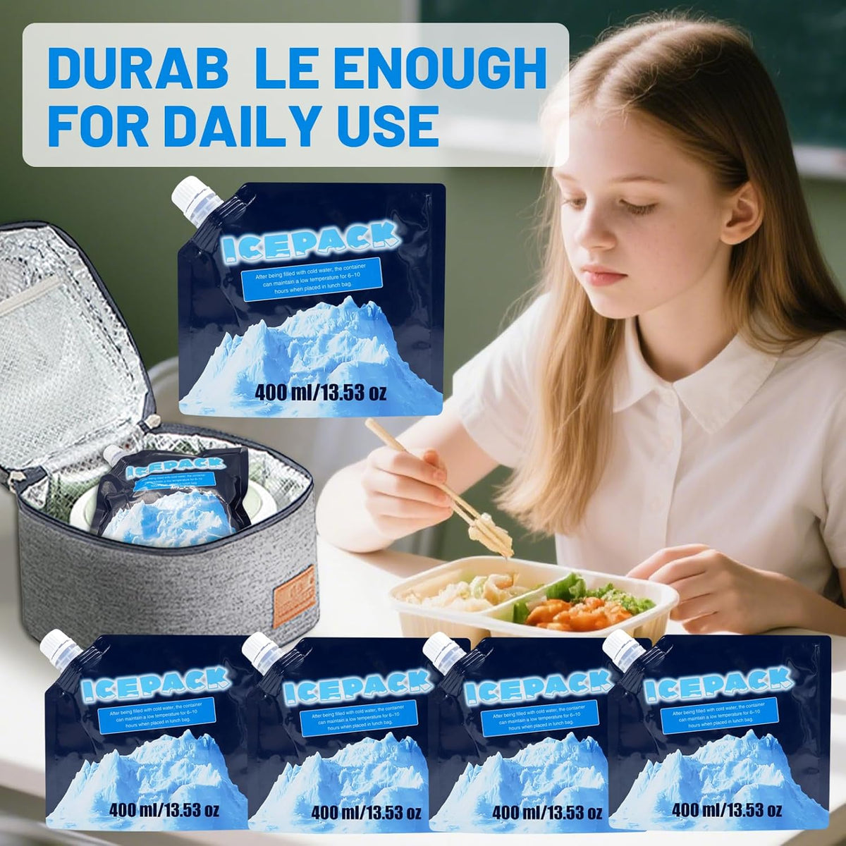 Skiennix Reusable Ice Packs - 5 Pack Freezable Gel Packs for Lunch Boxes, Camping & Medical Use - Leakproof & Long-Lasting Cold Storage