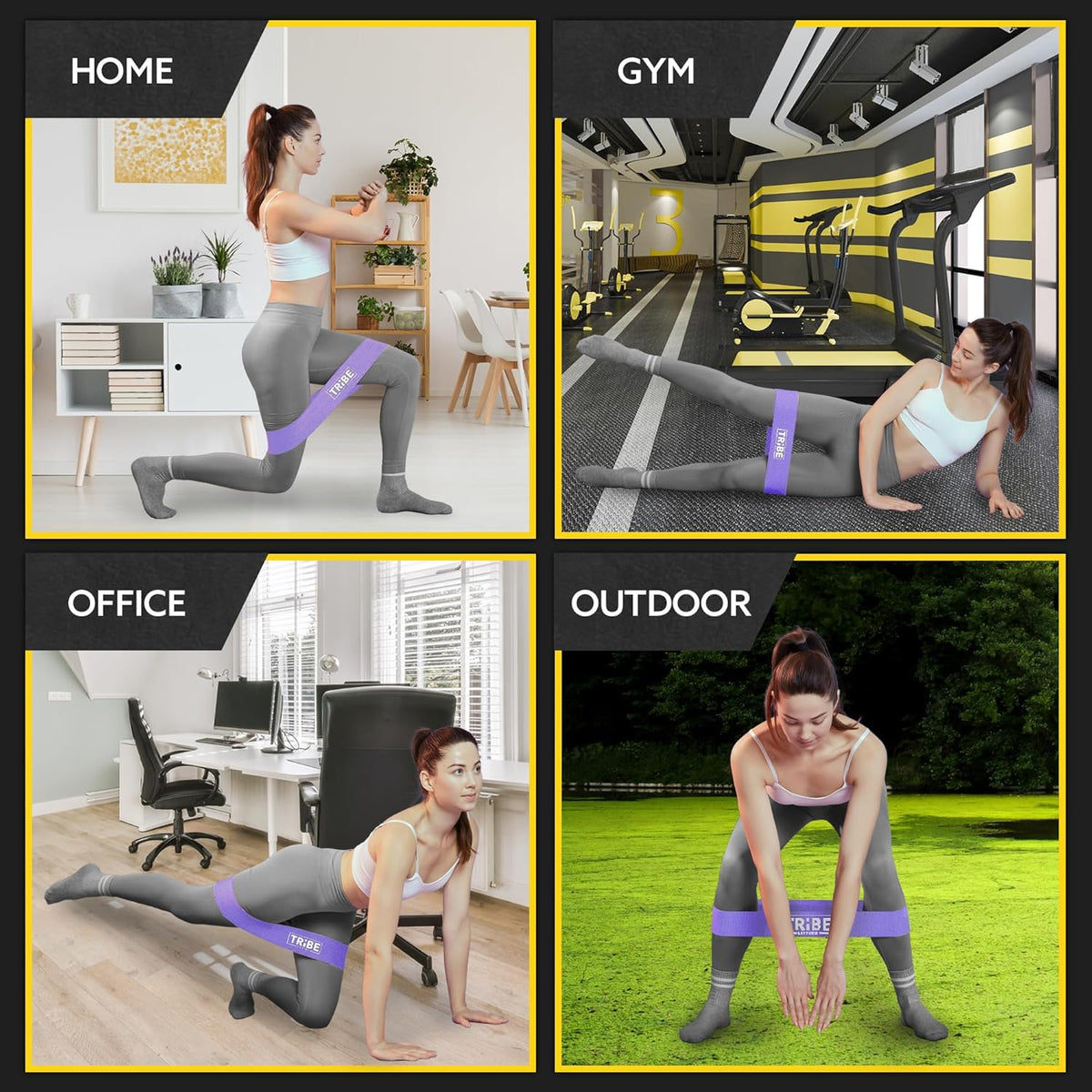 Tribe Lifting Fabric Resistance Bands - 5-Piece Set for Legs & Glutes | Durable Booty Bands for All Fitness Levels