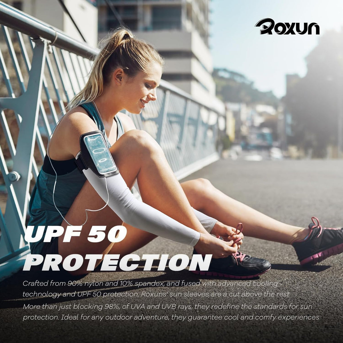 ROXUN Cooling Arm Sleeves - UV Sun Protection & Sports Compression for Men/Women